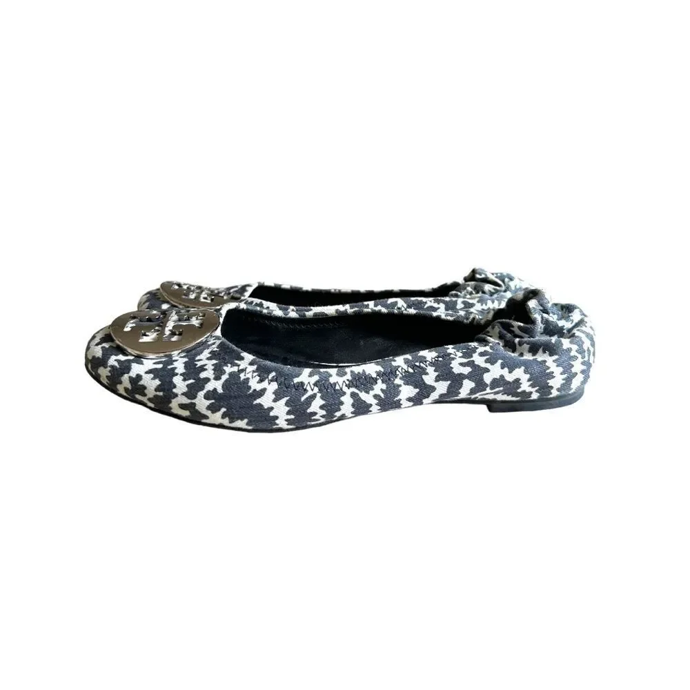Tory Burch Reva Ballet Flats Zig Zag Print Size 7